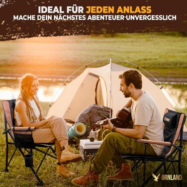 Крісло кемпінгове складне чорно-коричневе, до 150 кг, дихаючий сітчастий матеріал, з бічною кишенею, подушкою та підсклянником - для риболовлі, пляжу, кемпінгу