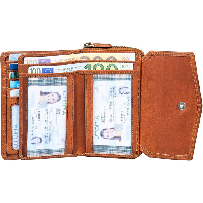 Benthill Wallet for Women Leather - RFID Genuine Leather Wallet - Vintage Purse - Coin Pocket with Zipper, Color: Gray