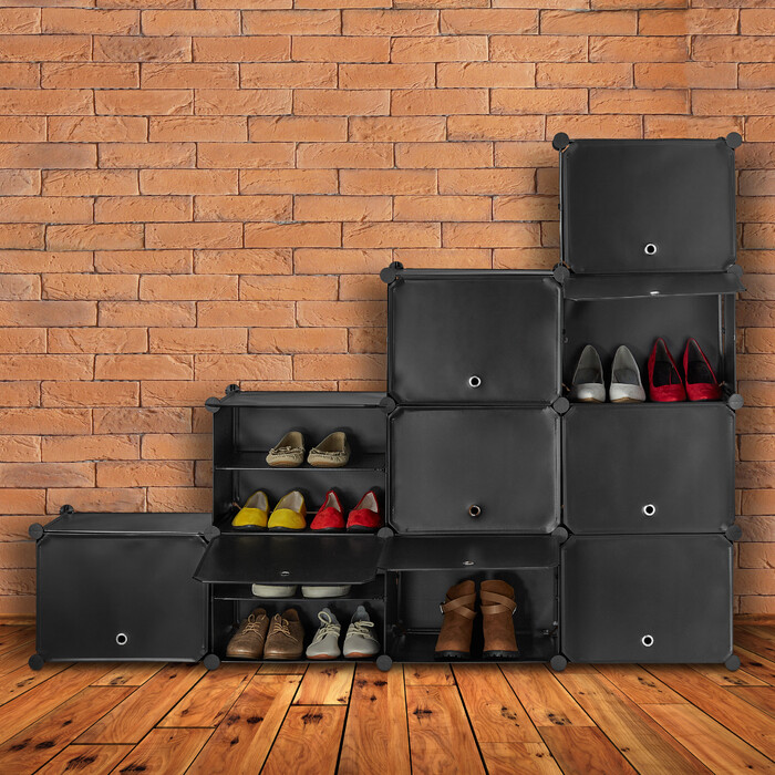 Relaxdays Black Shoe Cabinet with 24 Compartments
