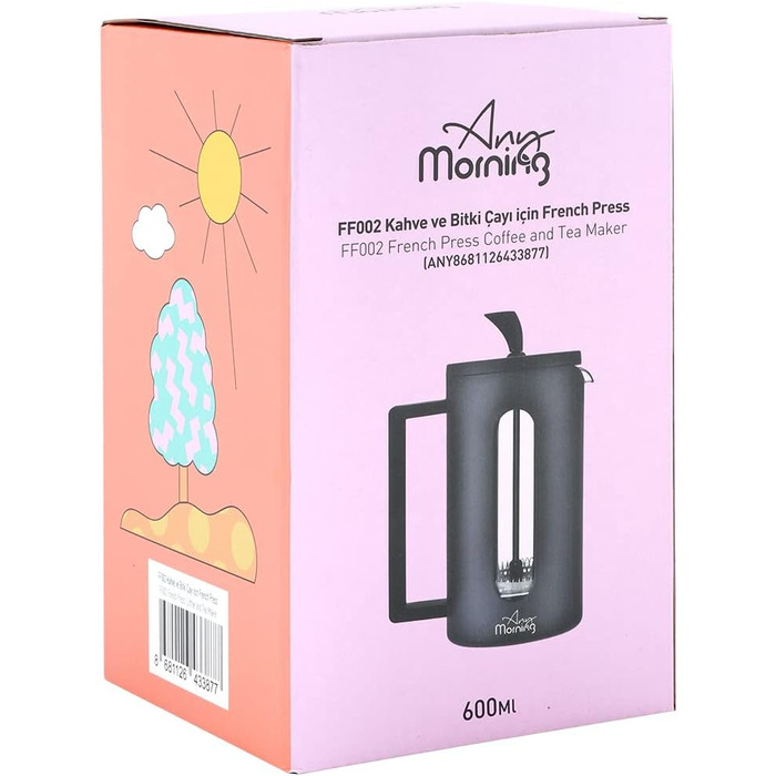 French Press Any Morning: кавоварка френч-прес з нержавіючої сталі, 600 мл | Для свіжого фільтрованого кави та Cold Brew