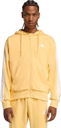 Чоловіча толстовка на блискавці Adidas Essential Three Stripes French Terry Hoodie (M, Semi Ice Tangerine/White)