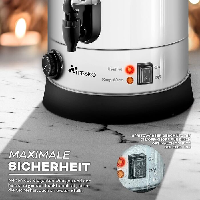 Glow Wine Cooker 6.8L / 1500W Canning Machine made of Stainless Steel, Glow Wine Kettle, Glow Wine Machine, Hot Beverage Machine, Hot Water Dispenser