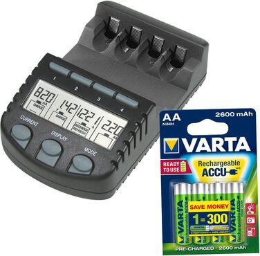 Зарядний пристрій Technoline BC 700 Set для акумуляторів V56706 чорного кольору (BC 700 Set з акумулятором V5716 (2600mAh))