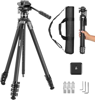 Штатив для камери NEEWER BASICS 77' з моноподом, кульковою головкою 360°, QR-пластиною Arca, компактний, легкий, алюмінієвий, для подорожей, відеозйомки, максимальне навантаження 6 кг (LT37)