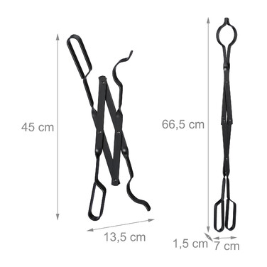 Relaxdays Long Steel Fireplace Tongs