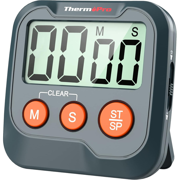 Цифровий таймер ThermoPro TM03 з секундоміром: кухонний таймер, таймер для шкіли, офісу, спорту та догляду за шкірою. Звук регулюється, ABS-пластик