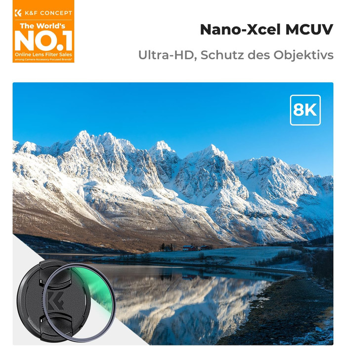 Фільтр UV K&F Concept Nano X-Serie 67mm з кришкою об'єктива, серветкою для чищення, HD, захисний фільтр з 28-шаровим нанопокриттям