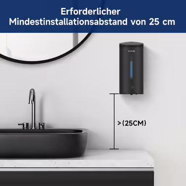 AIKE AK1205 Automatic Soap Dispenser Wall Mount Matte Black, 800ml Commercial Automatic Liquid Soap Dispenser Wall Mounted, 5-Speed Adjustable