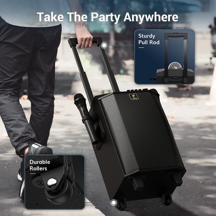 Караоке система TONOR K20 з 2 мікрофонами, Bluetooth, світлодіодна куля, для дому та відпочинку