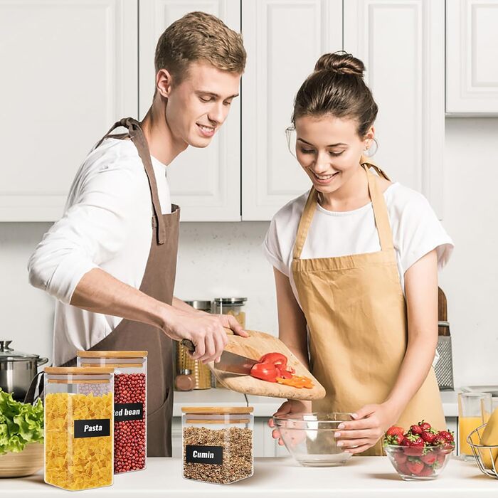 Набір скляних контейнерів для зберігання 12 шт. (750мл/430мл) з кришкою, кутові, для продуктів, кухні