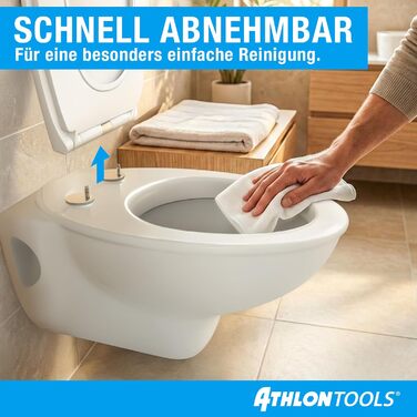 Сидіння для унітаза ATHLON TOOLS овальної форми (O-form) з мікроліфтом Soft-Close, Duroplast, антибактеріальне та стійке до подряпин, біле