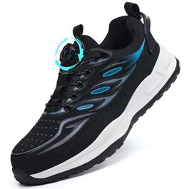 Робочі черевики: безпекові черевики для чоловіків та жінок, легкі, спортивні, дихаючі, зі сталевим підноском, унісекс, розміри 36-46 EU (42 EU, синій, на кнопці)