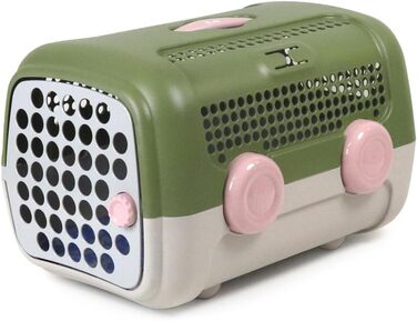 Транспортна переноска для собак та котів United Pets A.U.T.O. Design, Made in Italy, рожево-сіра, з гігієнічним килимком, 51x37x33 см