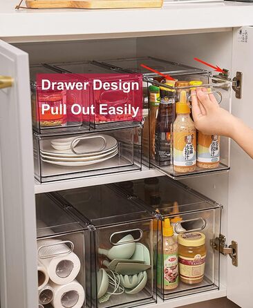 Refrigerator Organizer Drawer Set with Handle, 3-Piece Stackable Kitchen Storage Boxes with Pull-Out Drawer & Lid for Vegetables, Berries, Meat | PET Plastic Food Storage Containers (1 pack-9L)