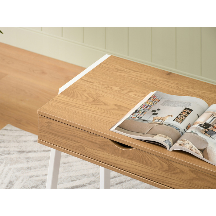 Прямокутний письмовий стіл Mebel-Partner 100 x 45 x 75 см, білий/золотий дуб