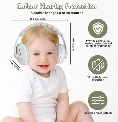 Навушники-захисники для малюків 2-в-1, захист від шуму, регульоване наголов'я, для дітей до 48 місяців