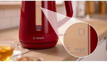 Електричний чайник BOSCH TWK1M124, червоний, пластиковий, 2400 Вт, 1.7 л