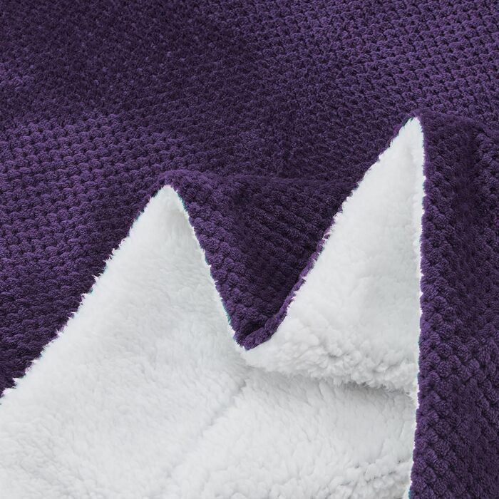 Плюшевий ковд Sochow Sherpa Fleece, 220x240 см, глибокий фіолетовий колір, для ліжка, дивана та крісла