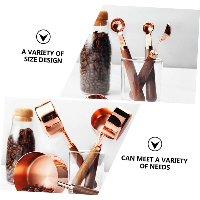 Measuring Cup Set 250 ml, 125 ml, 80 ml, 60 ml, Measuring Spoons for Baking, Rose Gold Stainless Steel for Home Use