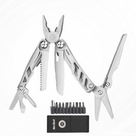 Мультитул NexTool Muiltool 19-в-1: мультифункціональний інструмент з плоскогубцями, ножем, викрутками, ножицями, з нержавіючої сталі для кемпінгу, подарунок для чоловіків (Silver Flagship Max)