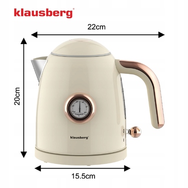 Електричний чайник Klausberg KB-9018 Retro, 1.0 л, з термометром, бездротовий