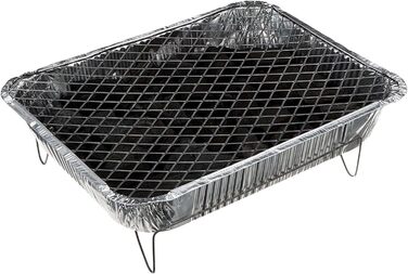 4x Aluminum Complete Disposable Grill with Charcoal and Igniter - Aluminum Picnic BBQ Camping Disposable Grill One-Time Grill Picnic Grill