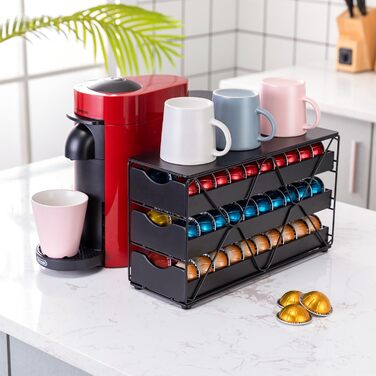 Підставка для капсул Nespresso Vertuo, 3-ярусна, на 60 капсул, висувна шухляда FlagShip