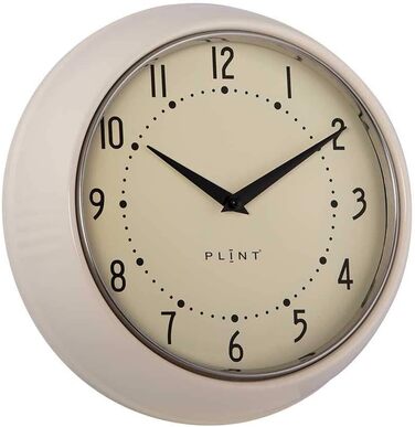 PLINT Retro Wall Clock - Silent Non-Ticking Decorative Color Wall Clock, Retro Style Wall Decoration for Kitchen, Living Room, Home, Office, School, Easy to Read Large Numbers (Cream)