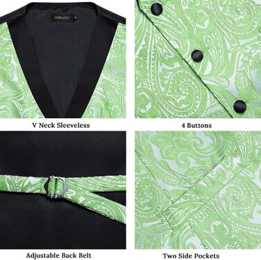 Костюм чоловічий DiBanGu 7-частинний: жакардовий піджак, краватка з коміром, штани, для весілля, свят, XL, світло-зелений