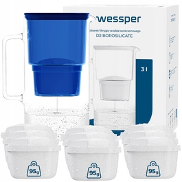 Скляний фільтр-кувшин Wessper D2 BOROSILICATE 3л, синій + 10 фільтрів