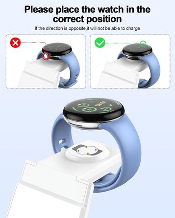 Бездротова зарядка NANAMI 3-в-1 для Google Pixel Watch 3/2, Fitbit Versa 4/3, Pixel 10 Pro/10/9/9a/8/7, Pixel Buds Pro 2 (Класичний Білий)