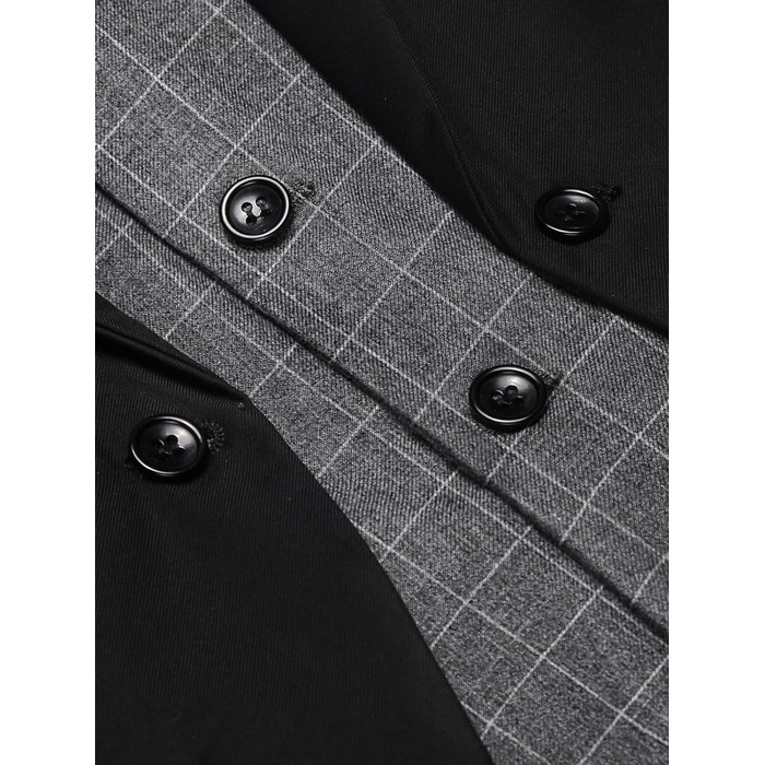 Жилет чоловічий COOFANDY стильний, в клітинку, Slim Fit, чорний - для весілля та ділових зустрічей