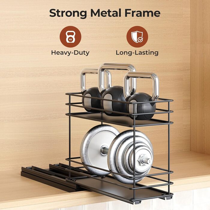 Організатор для спецій Orimade, висувна полиця для спецій, 3 шт., чорний