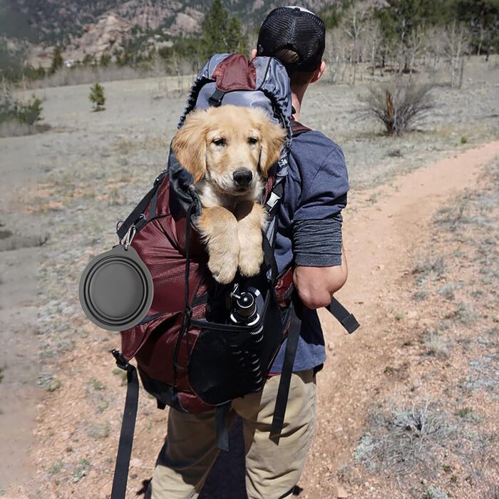 Складаний миска для собак SLSON, 2 шт. - портативна годівниця для тварин, для подорожей, сірий колір