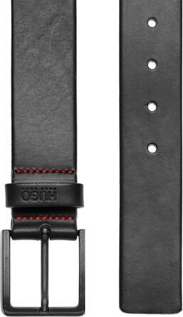 Чоловічий шкіряний ремінь HUGO Gionio SZ40 з логотипом на петлі, чорний (105 Schwarz001)