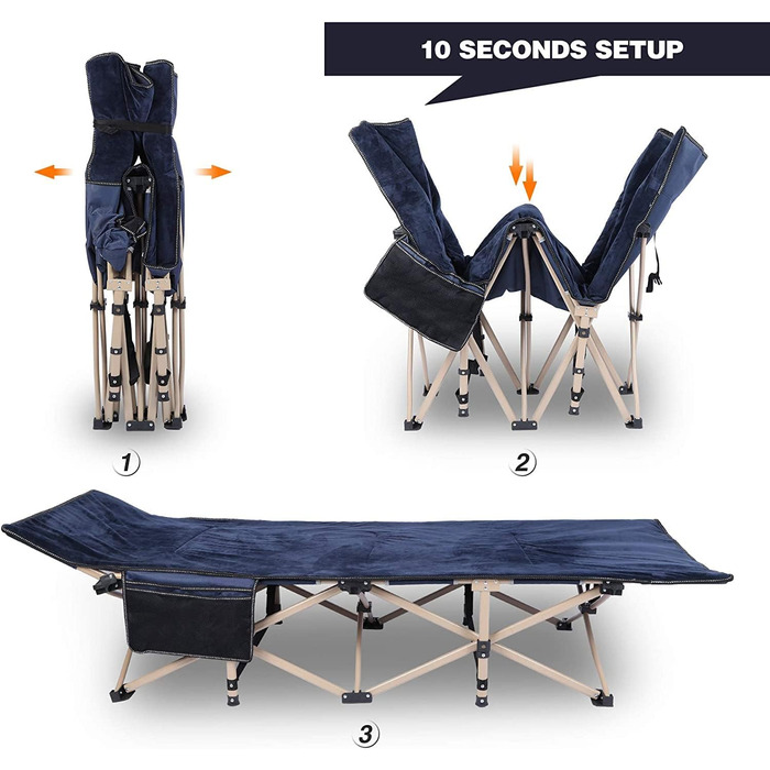 Ліжко-розкладачка REDCAMP XL з матрацом для дорослих, 226 кг, широке, міцне, для кемпінгу, відпочинку, гостей, офісу, дому