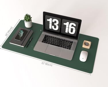 Килимок для миші RENMTURE з натурального корку та PU-шкіри, 80 x 40 см, темно-зелений, для офісу та дому