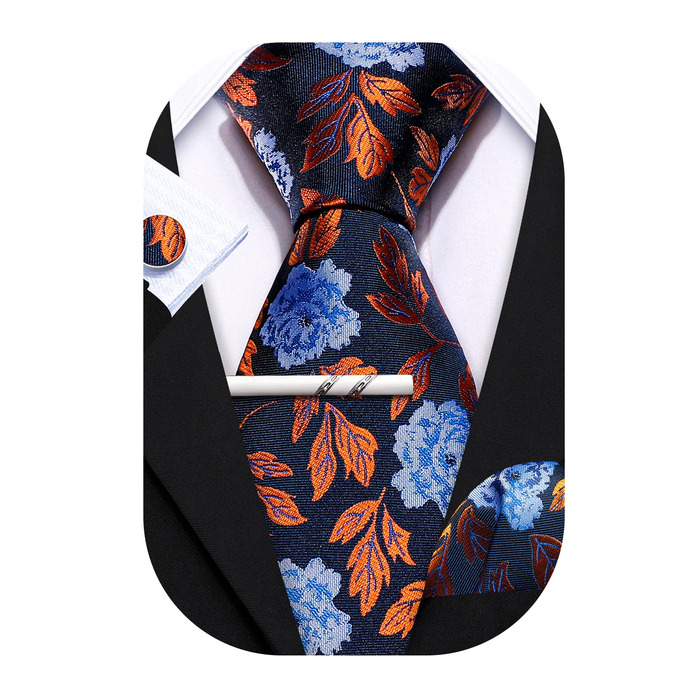 Краватки Barry.Wang для хлопчиків, 119.9 см, самов'язування, комплект з краваткою та кишеньковим хустинкою, форма для підлітків, випускний, виступи, вік 6–15 років, чорний, синій, золотий