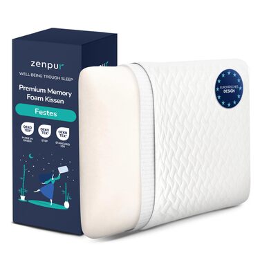 Набір ортопедичних подушок ZenPur з ефектом пам'яті (2 шт.), 40x60x13 см, ергономічна подушка для шиї з бамбуковим чохлом, Oeko-Tex