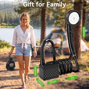 Портативний душ для кемпінгу Cadrim з насосом, 8000mAh, з цифровим дисплеєм - для саду, авто, подорожей