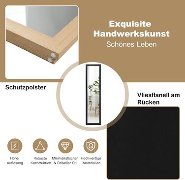 RELAX4LIFE Full-Body Mirror 2 in 1, Standing Mirror & Wall Mirror, Country-Style Wardrobe Mirror, Mirror with Wooden Frame, Adjustable & Freestanding, for Bedroom & Living Room & Business (Natural)