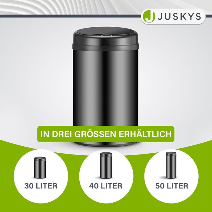 Відро для сміття Juskys з датчиком руху, 30 л, нержавіюча сталь, з кришкою-затискачем для пакетів, безконтактне відкриття