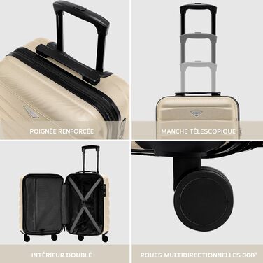 Чоткий валіза Flight Knight на 4 колесах, жорсткий корпус, ручна поклажа, сумісний з авіакомпаніями (British Airways, EasyJet), розмір 56x45x25 см (TSA)