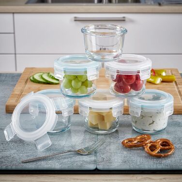 Контейнери для зберігання продуктів Grizzly Glas, набір 6х320 мл, герметичні, з кришкою Click, для духовки, мікрохвильовки та морозильника