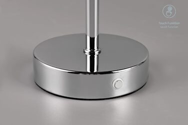 LED настільна лампа Julien: акумуляторна, USB-C, сенсорне керування, Ø 12 см, 30 см, метал, 1.5W, хром