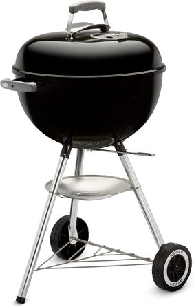 Вугільний гриль Weber Classic Kettle 47 см, порцелянове емалювання, з термометром і колесами, чорний