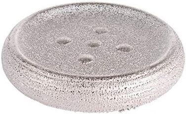 Набір для ванної кімнати MSV Oman, 4 шт. з кераміки: мильниця, тримач для зубних щіток, дозатор для мила та щітка для унітазу, сріблястий