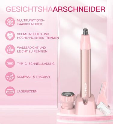 Триммер для видалення волосся з носа, вух та брів 3-в-1, водонепроникний, USB, з чохлом