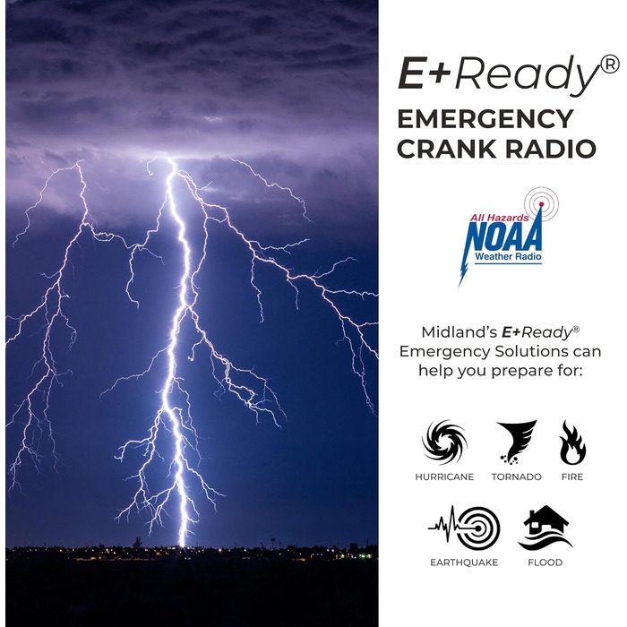 Радіо Midland ER310 NOAA: Клубкове, для надзвичайних ситуацій, AM/FM, SOS-ліхтарик