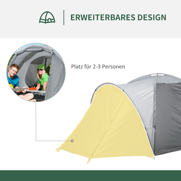 Outsunny Camping Tent for 2-3 People, Dome Tent with Door and Mesh Windows, Weatherproof with PU2000mm, Includes Grey Carrying Bag